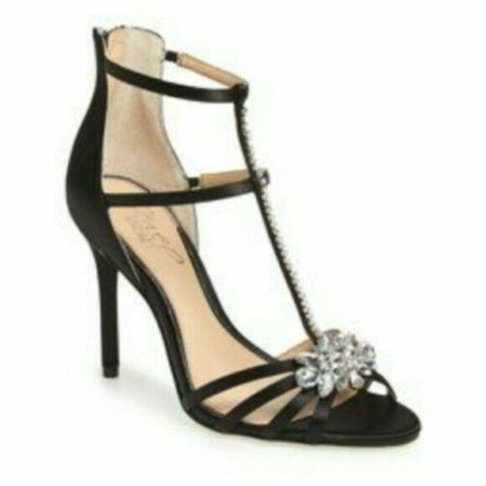 BADGLEY MISCHKA HAZEL BLACK STILETTO ZIP HEELS
